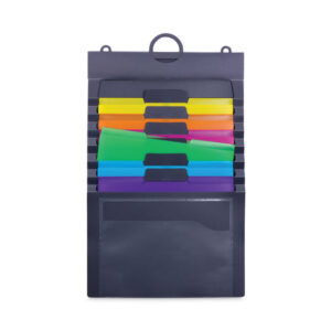 Smead Cascading Wall Organizer, 6 Sections, Letter Size, 14.25 x 24.25, Gray, Neon Green, Neon Orange, Neon Pink, Purple, Yellow (92060)
