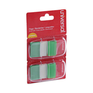 Universal Page Flags, Green, 50 Flags/Dispenser, 2 Dispensers/Pack (UNV99003)