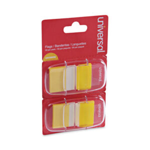 Universal Page Flags, Yellow, 50 Flags/Dispenser, 2 Dispensers/Pack (UNV99006)