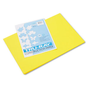 Pacon Tru-Ray Construction Paper, 76 lb Text Weight, 12 x 18, Yellow, 50/Pack (103036)