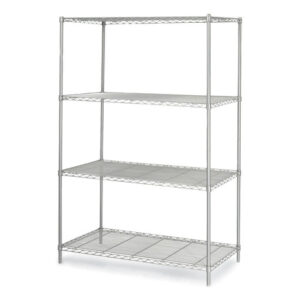 Safco Industrial Wire Shelving, Four-Shelf, 48w x 24d x 72h, Metallic Gray (5294GR)