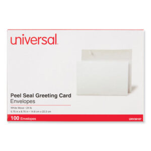 Universal Peel Seal Strip Business Envelope, #A9, Square Flap, Self-Adhesive Closure, 5.74 x 8.75, White, 100/Box (UNV36107)