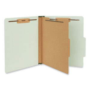 Universal Four-Section Pressboard Classification Folders, 2" Expansion, 1 Divider, 4 Fasteners, Letter Size, Gray-Green, 10/Box (UNV10253)