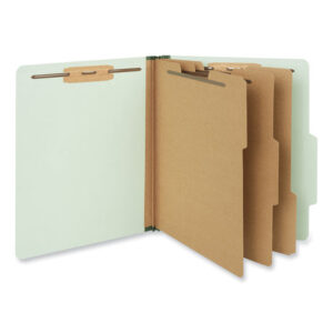 Universal Eight-Section Pressboard Classification Folders, 3" Expansion, 3 Dividers, 8 Fasteners, Letter Size, Gray-Green, 10/Box (UNV10293)