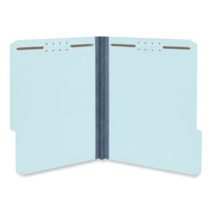Universal Top Tab Classification Folders, 1" Expansion, 2 Fasteners, Letter Size, Light Blue Exterior, 25/Box (UNV10415)