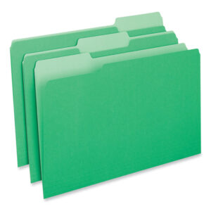 Universal Interior File Folders, 1/3-Cut Tabs: Assorted, Legal Size, 11-pt Stock, Green, 100/Box (UNV15302)