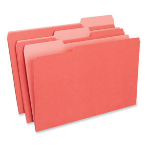 Universal Interior File Folders, 1/3-Cut Tabs: Assorted, Legal Size, 11-pt Stock, Red, 100/Box (UNV15303)