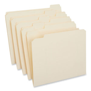 Universal Double-Ply Top Tab Manila File Folders, 1/5-Cut Tabs: Assorted, Letter Size, 0.75" Expansion, Manila, 100/Box (UNV16115)