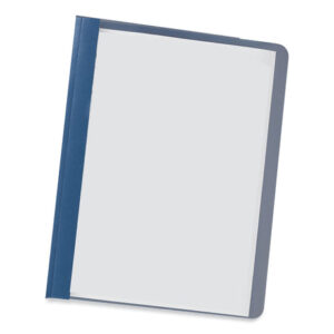 Universal Clear Front Report Cover, Prong Fastener, 0.5" Capacity, 8.5 x 11, Clear/Dark Blue, 25/Box (UNV57122)
