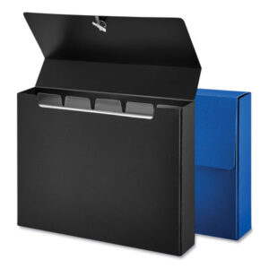 Universal Poly Index Card Box, Holds 100 4 x 6 Cards, 4 x 1.33 x 6, Plastic, Black/Blue, 2/Pack (UNV47305)