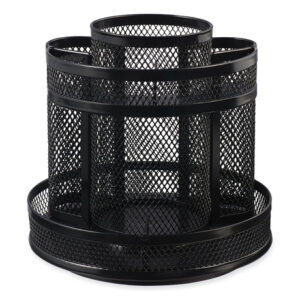Universal Metal Mesh Rotating Desktop Organizer, 8 Compartments, Metal Mesh, 6.5" Diameter x 6.13"h, Black (UNV20022)