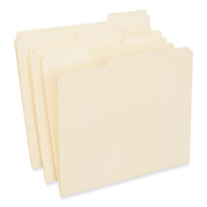 Universal Reinforced Top Tab File Folders, 1/3-Cut Tabs: Assorted, Letter Size, 0.75" Expansion, Manila, 250/Carton (UNV18102)