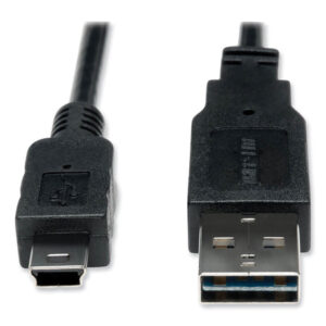 Tripp Lite Universal Reversible USB 2.0 Cable, Reversible A to 5-Pin Mini B (M/M), 6 ft, Black (UR030006)