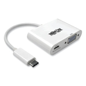 Tripp Lite USB 3.1 Gen 1 USB-C to VGA Adapter, 3", White (U44406NVC)