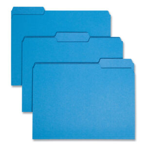 Smead Interior File Folders, 1/3-Cut Tabs: Assorted, Letter Size, 0.75" Expansion, Sky Blue, 100/Box (10287)
