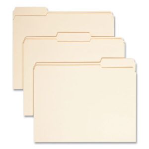 Smead Reinforced Tab Manila File Folders, 1/3-Cut Tabs: Assorted, Letter Size, 0.75" Expansion, 11-pt Manila, 100/Box (10334)