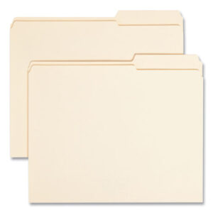 Smead Reinforced Guide Height File Folders, 2/5-Cut Tabs: Right Position, Letter Size, 0.75" Expansion, Manila, 100/Box (10386)