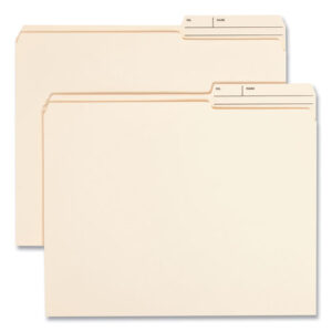 Smead Reinforced Guide Height File Folders, 2/5-Cut Printed Tabs: Right Position, Letter Size, 0.75" Expansion, Manila, 100/Box (10388)