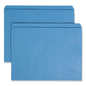 Smead Reinforced Top Tab Colored File Folders, Straight Tabs, Letter Size, 0.75" Expansion, Blue, 100/Box (12010)