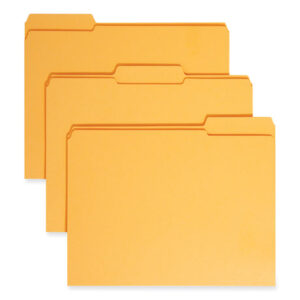 Smead Reinforced Top Tab Colored File Folders, 1/3-Cut Tabs: Assorted, Letter Size, 0.75" Expansion, Goldenrod, 100/Box (12234)