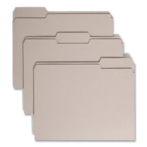 Smead Colored File Folders, 1/3-Cut Tabs: Assorted, Letter Size, 0.75" Expansion, Gray, 100/Box (12343)