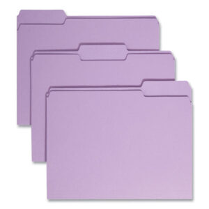 Smead Colored File Folders, 1/3-Cut Tabs: Assorted, Letter Size, 0.75" Expansion, Lavender, 100/Box (12443)