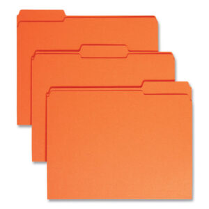 Smead Reinforced Top Tab Colored File Folders, 1/3-Cut Tabs: Assorted, Letter Size, 0.75" Expansion, Orange, 100/Box (12534)