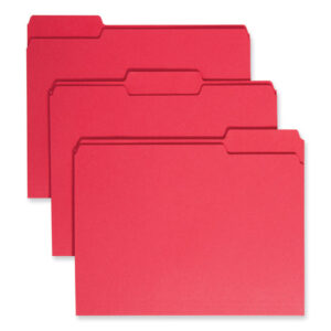 Smead Colored File Folders, 1/3-Cut Tabs: Assorted, Letter Size, 0.75" Expansion, Red, 100/Box (12743)