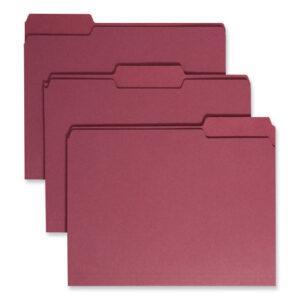 Smead Colored File Folders, 1/3-Cut Tabs: Assorted, Letter Size, 0.75" Expansion, Maroon, 100/Box (13093)