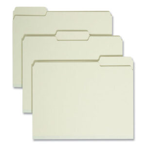 Smead Expanding Recycled Heavy Pressboard Folders, 1/3-Cut Tabs: Assorted, Letter Size, 1" Expansion, Gray-Green, 25/Box (13230)