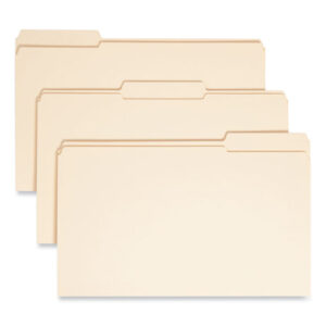 Smead Reinforced Tab Manila File Folders, 1/3-Cut Tabs: Assorted, Legal Size, 0.75" Expansion, 11-pt Manila, 100/Box (15334)