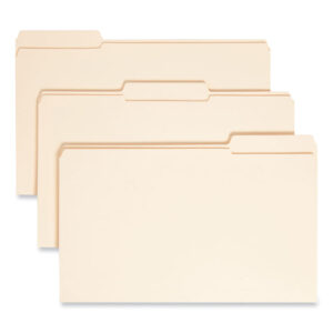 Smead Reinforced Tab Manila File Folders, 1/3-Cut Tabs: Assorted, Legal Size, 0.75" Expansion, 14-pt Manila, 100/Box (15434)