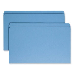 Smead Reinforced Top Tab Colored File Folders, Straight Tabs, Legal Size, 0.75" Expansion, Blue, 100/Box (17010)
