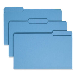 Smead Colored File Folders, 1/3-Cut Tabs: Assorted, Legal Size, 0.75" Expansion, Blue, 100/Box (17043)