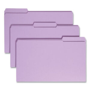 Smead Reinforced Top Tab Colored File Folders, 1/3-Cut Tabs: Assorted, Legal Size, 0.75" Expansion, Lavender, 100/Box (17434)