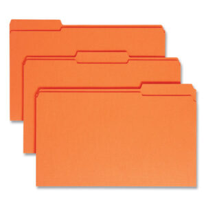 Smead Reinforced Top Tab Colored File Folders, 1/3-Cut Tabs: Assorted, Legal Size, 0.75" Expansion, Orange, 100/Box (17534)