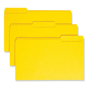 Smead Colored File Folders, 1/3-Cut Tabs: Assorted, Legal Size, 0.75" Expansion, Yellow, 100/Box (17943)