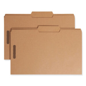 Smead Top Tab Fastener Folders, Guide-Height 2/5-Cut Tabs, 0.75" Expansion, 2 Fasteners, Legal Size, 17-pt Kraft, 50/Box (19882)