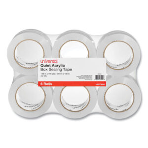 Universal Quiet Tape Box Sealing Tape, 3" Core, 1.88" x 109 yds, Clear, 6/Pack (UNV73000)