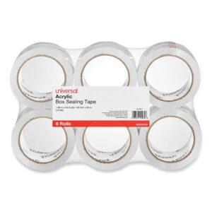 Universal Moving and Storage Packing Tape, 3" Core, 1.88" x 54.6 yd, Clear, 6/Pack (UNV33102)