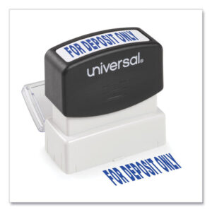 Universal Message Stamp, for DEPOSIT ONLY, Pre-Inked One-Color, Blue (UNV10056)