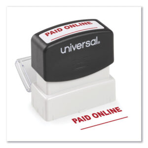 Universal Message Stamp, PAID ONLINE, Pre-Inked One-Color, Red (UNV10156)