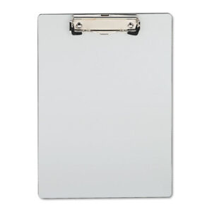 Universal Plastic Brushed Aluminum Clipboard, Portrait Orientation, 0.5" Clip Capacity, Holds 8.5 x 11 Sheets, Silver (UNV40303)