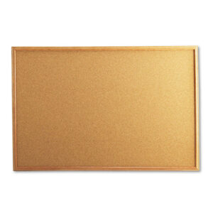 Universal Cork Board with Oak Style Frame, 36 x 24, Tan Surface (UNV43603)